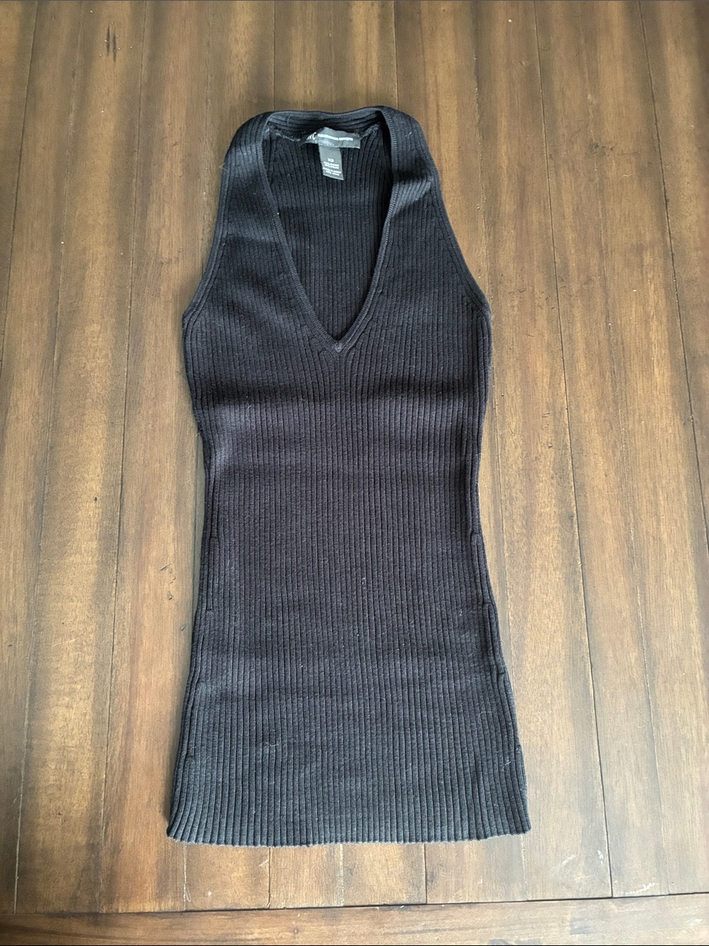 INC International Concepts Black Ribbed V-Neck Sleeveless Sweater